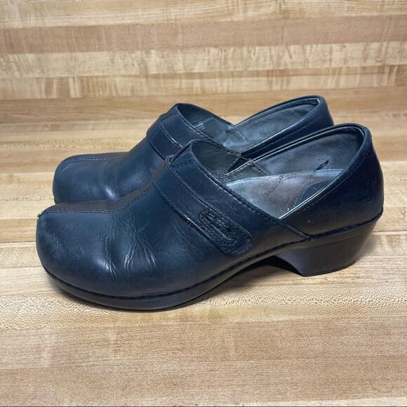 Dansko Solstice Side Button Clog Shoe Slip On 40 Black Leather Monk Professional - Picture 2 of 8